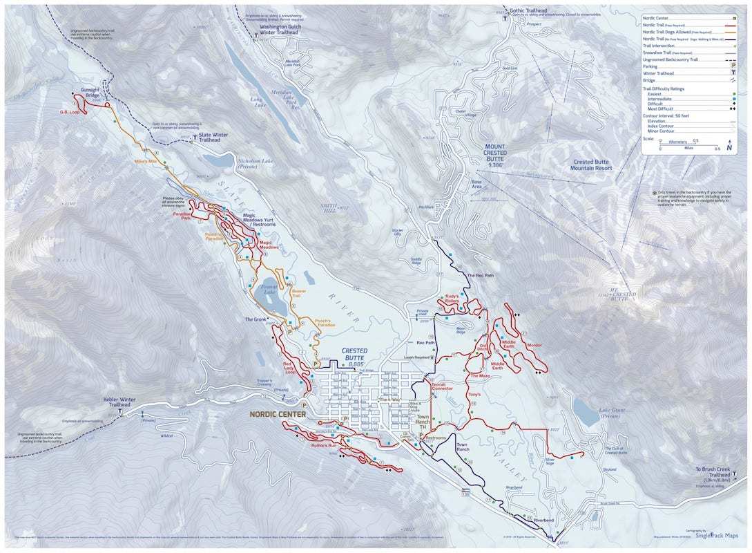 Crested Butte Nordic Trails Map // Enjoy the winter wonderland of Crested Butte Colorado for skiing, biking, good food, and more. Check out this complete Crested Butte winter travel guide!