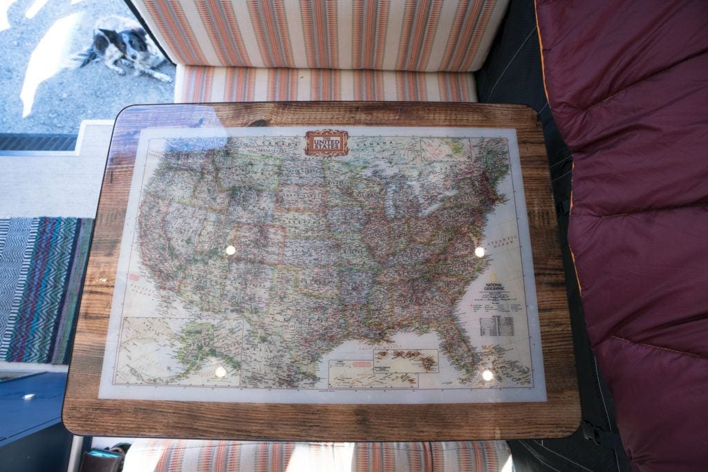 Map laid out on a table