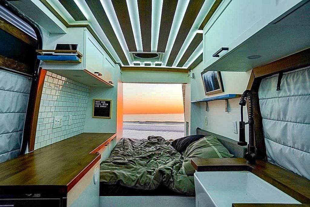 7 Camper Van Bed Ideas For Your Conversion Bearfoot Theory   Jarrodtocci Bed Out 1024x683 