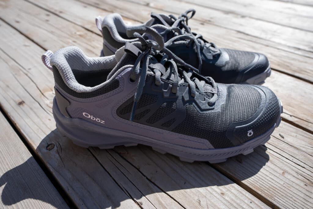 Closeup of the Oboz Katabatic hiking shoe from the side