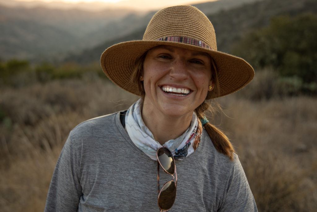 Kristen Bor at sunset on the Trans-Catalina Trail