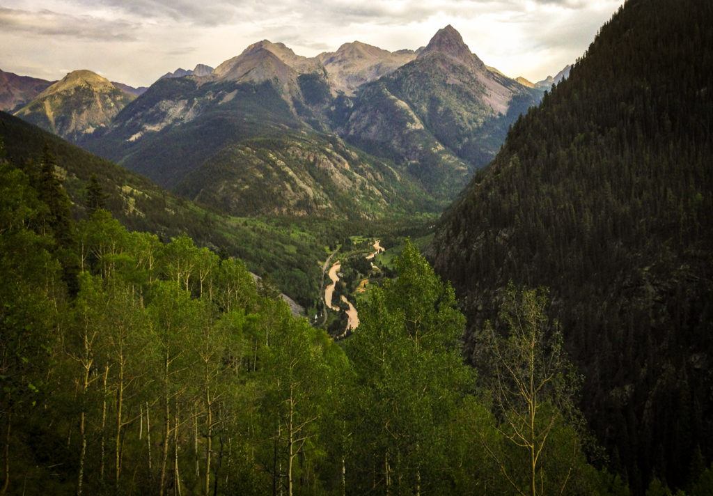 Landscape photo of Vestal Peak and the Animas River in Colorado