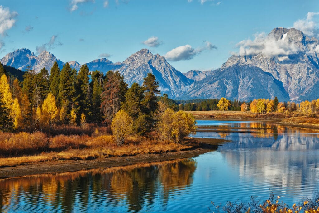 Oxbow Bend in the fall at Grand Teton National Park