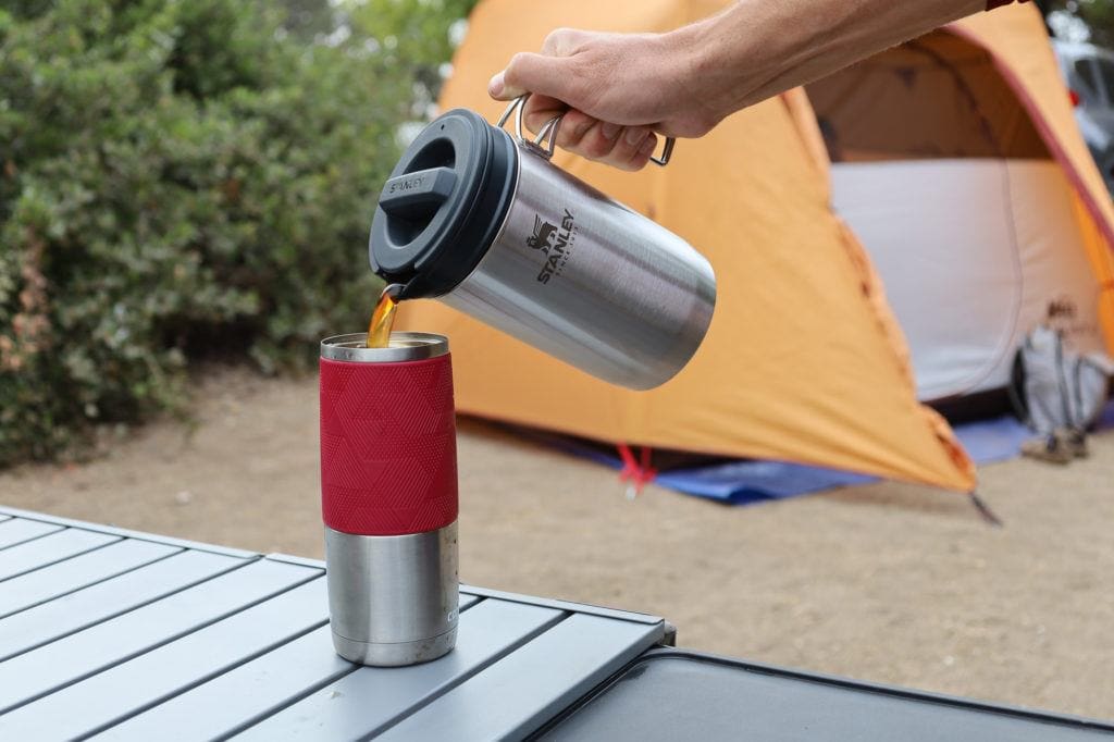 Stanley french press // 6 options for making the best camp coffee with easy, lightweight options for backpacking, plus the tools you need for a strong and tasty cup.