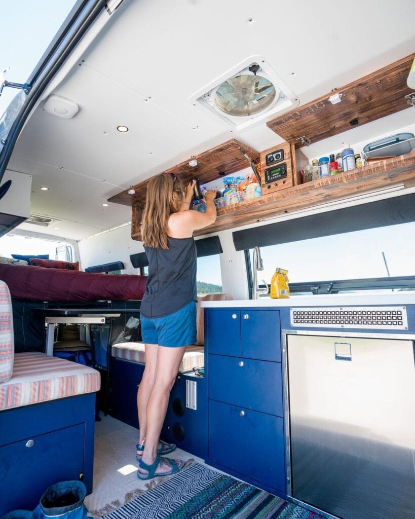 Bearfoot Theory's Sprinter Van kitchen