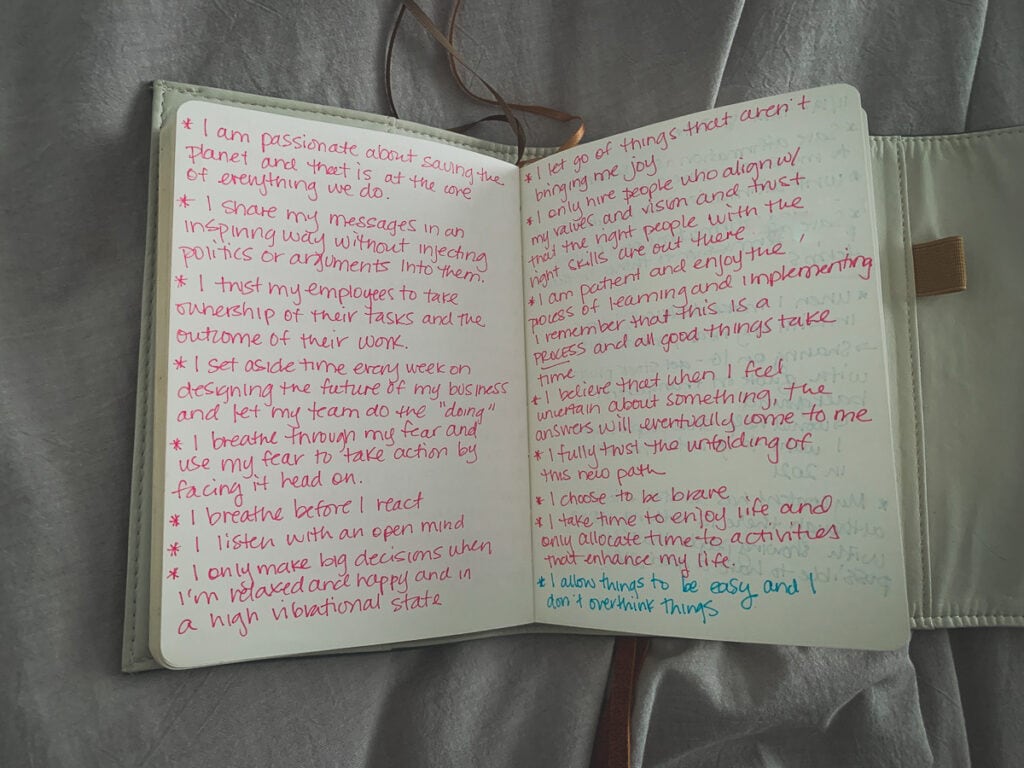 Journal with positive affirmations