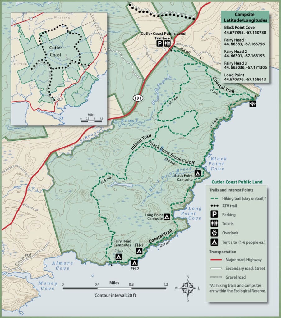 Cutler Coast Trail Map