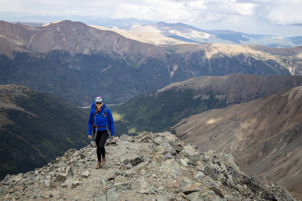 Kristen nearing the summit of Torreys Peak, a fourteener in Colorado