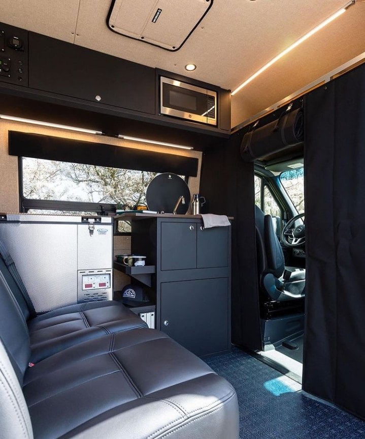 Sprinter van kitchen by Outside Van / Check out these van galleys for ideas on layout, appliances, storage, and more.