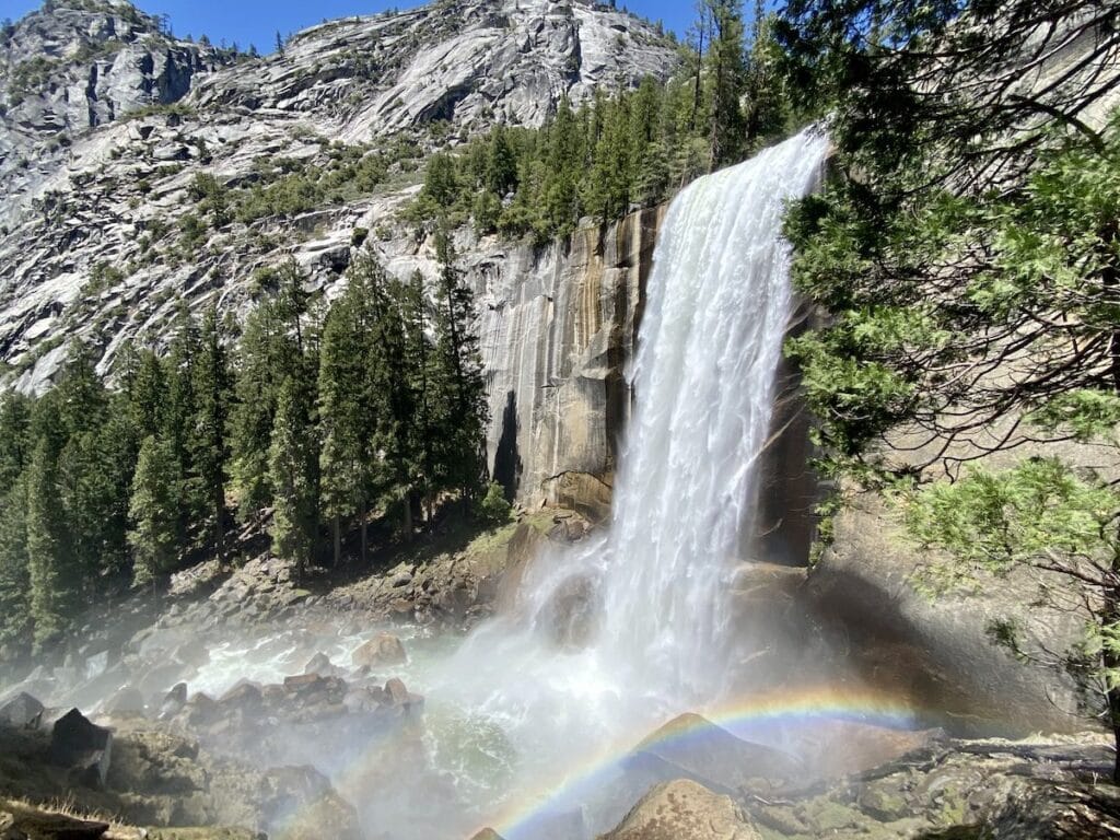 Vernal Falls with a rainbow at the base. Yosemite National Park