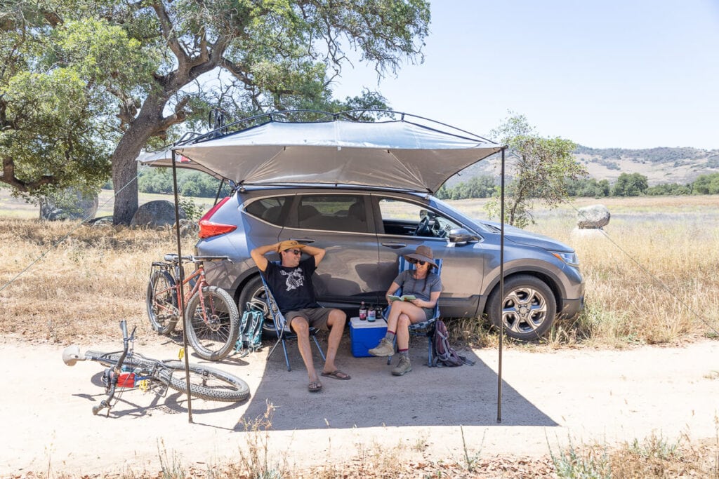 MoonShade vehicle awning for shade at camp