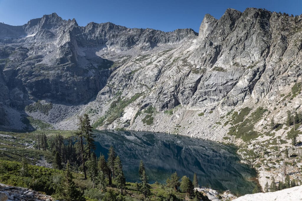 View of Hamilton Lake from above on the Mineral King Loop in Sequoia National Park