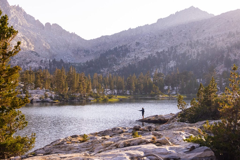 Fly fishing at Big Five Lakes on the Mineral King Loop in Sequoia National Park