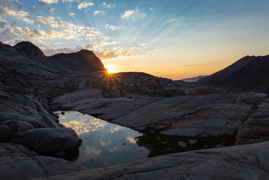 Sunset at Columbine Lake on the Mineral King Loop in Sequoia National Park