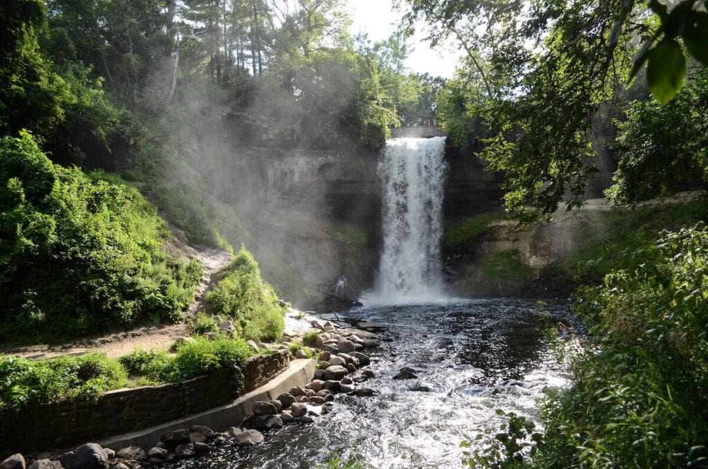 Minnehaha Falls // See the top Minnesota road trip stops for outdoor adventure including State Parks, scenic drives, waterfalls, and day trips from Minneapolis.