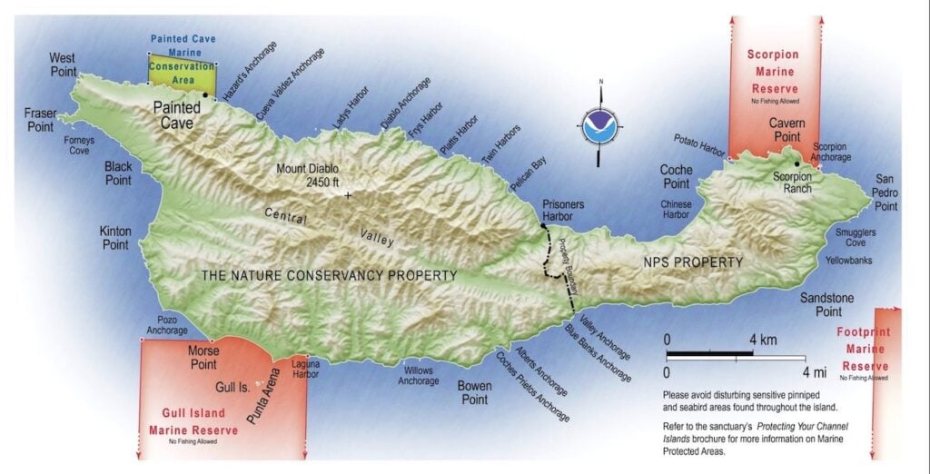 Santa Cruz Channel Island Map // Discover the best things to do on Santa Cruz Island in the Channel Islands including kayaking, snorkeling, hiking, camping, and more!