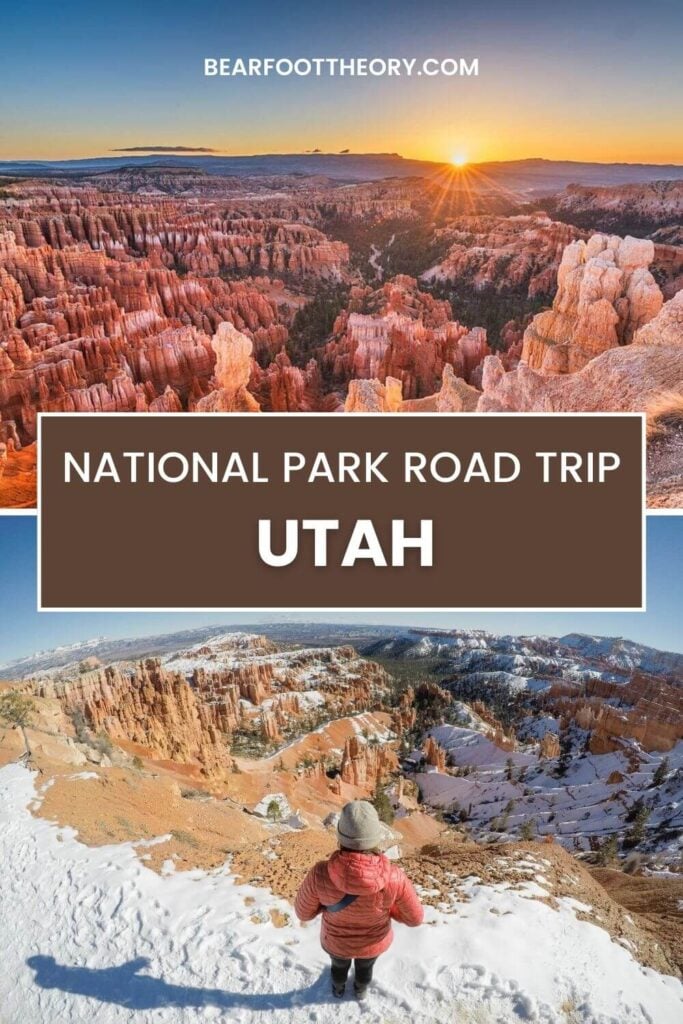 Pinnable image of Bryce Canyon National Parks landscapes. Text reads "National Park Road Trip: Utah"