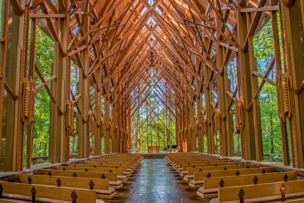 Anthony Chapel in Garvan Woodlands Gardens, Hot Springs National Park, Arkansas.