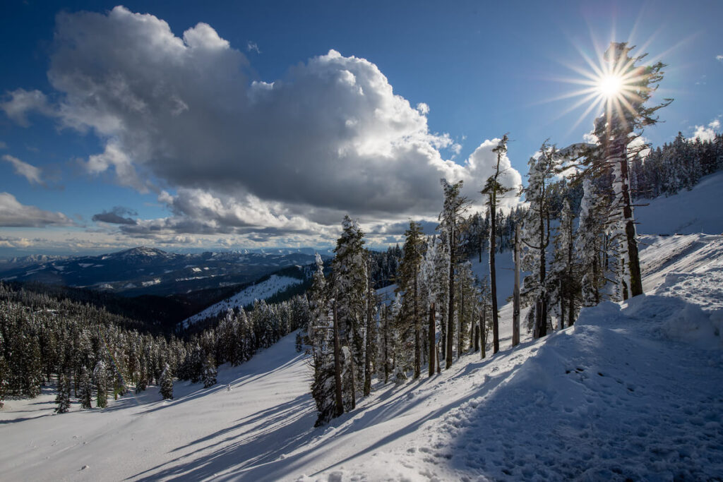 Mt. Ashland Ski area in winter on a sunny day