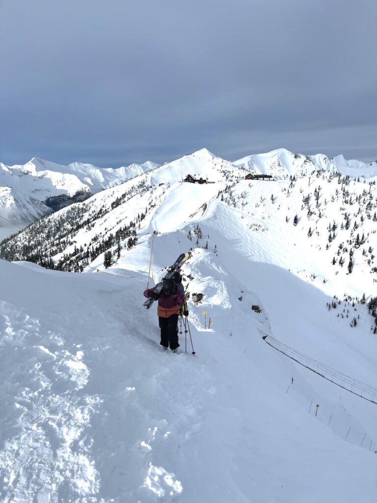 Hiking up T1 at Kicking Horse Mountain in Golden British Columbia