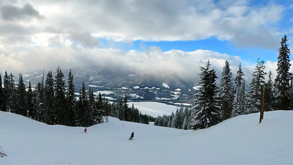 One of the wide open groomers at Revelstoke
