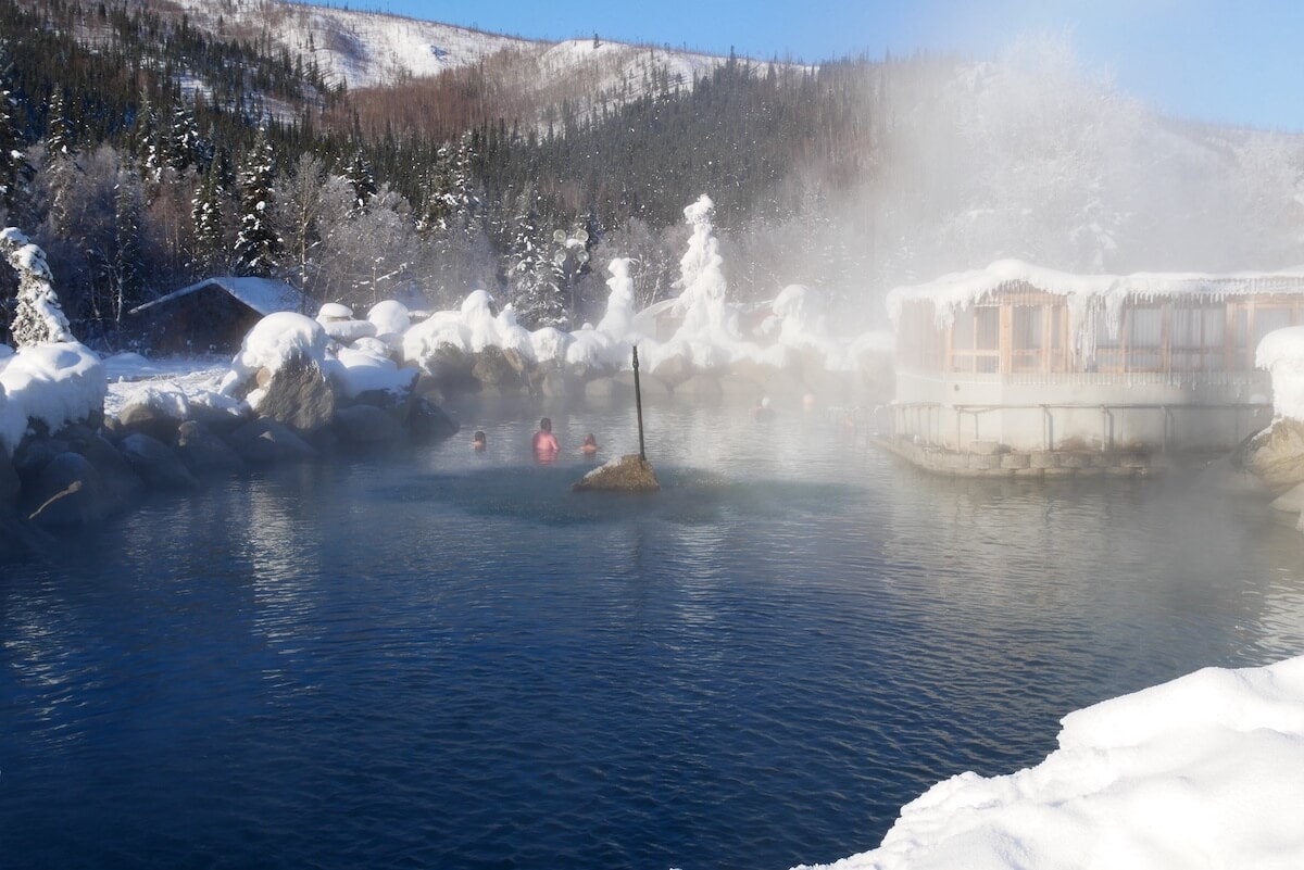 Chena Hot Springs in winter in Fairbanks Alaska