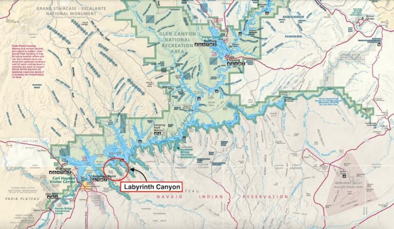 map of lake powell slot canyons