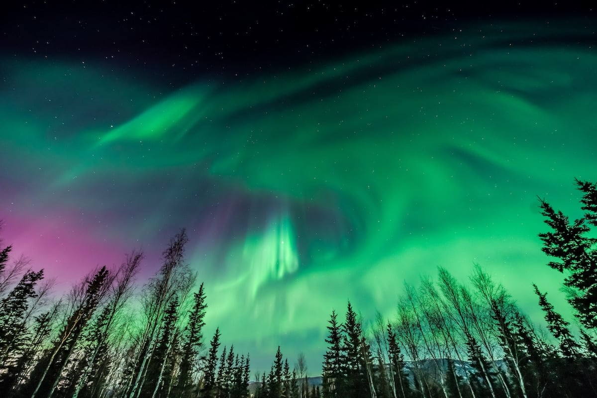 aurora borealis Northern Lights in Fairbanks Alaska in winter