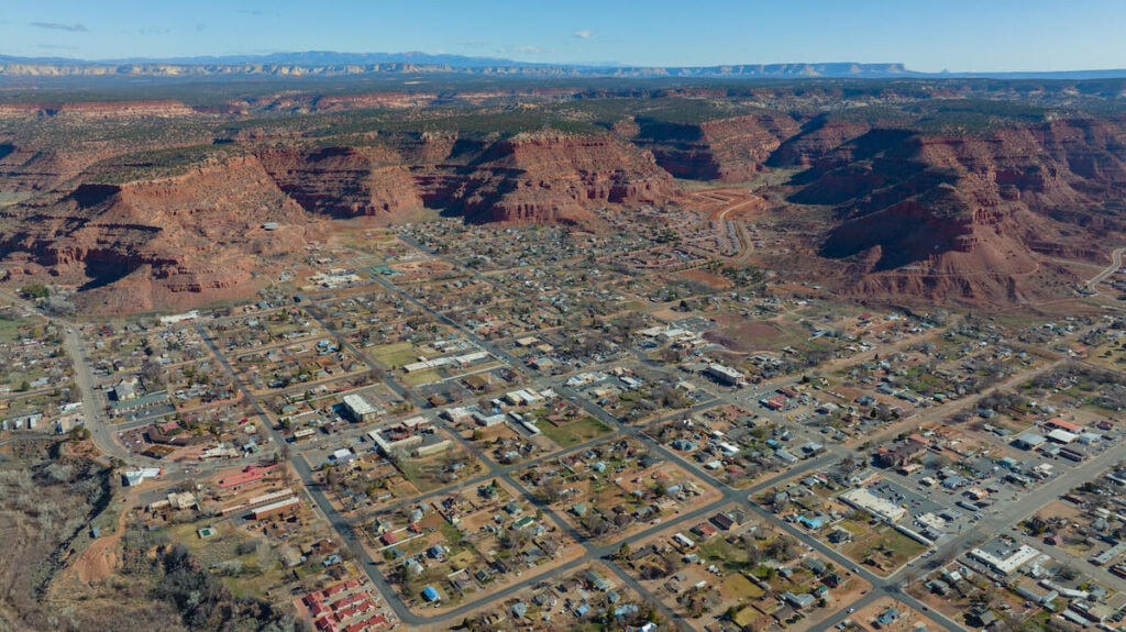 Drone shot of Kanab, Utah