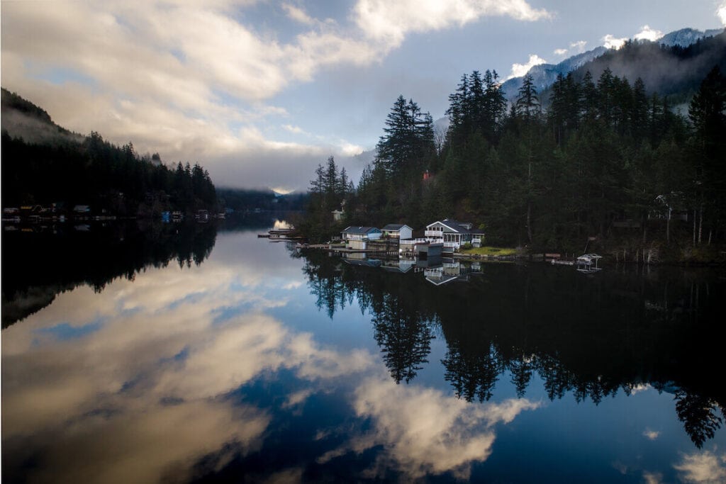 two houses set on a lake in Washington State