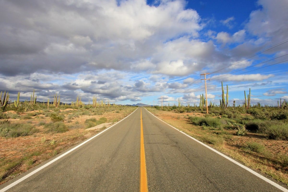 A two lane highway in Baja Mexico