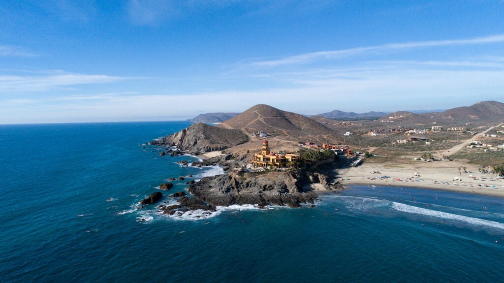 Aerial shot of Cerritos Beach near Todos Santos Baja California Sur