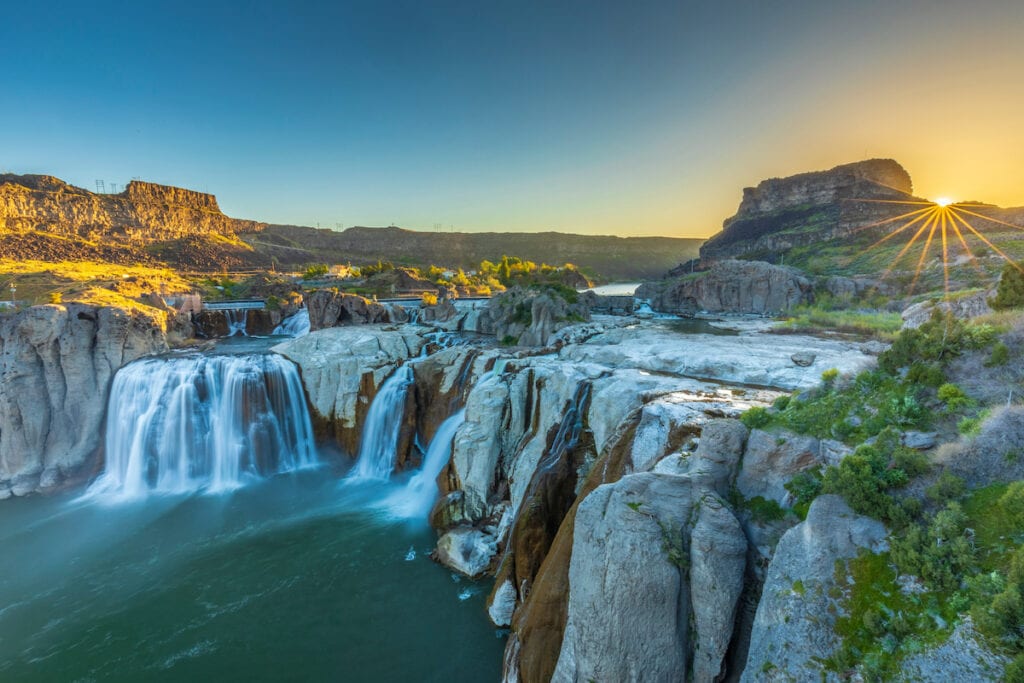 Shoshone Falls large waterfalls in Twin Falls, Idaho at sunrise