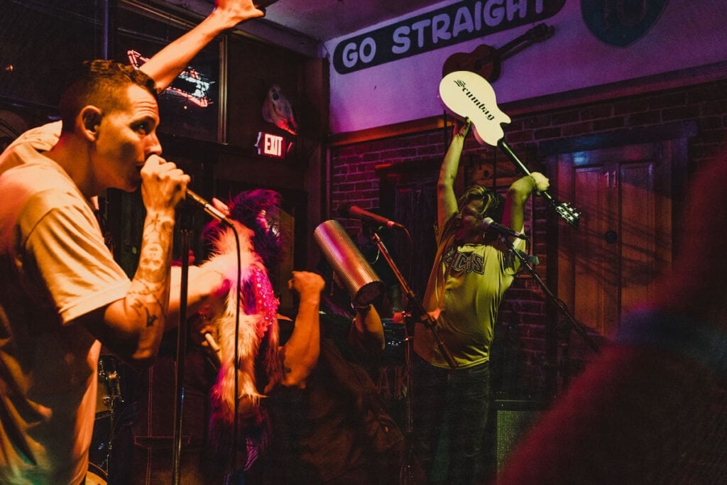 Musicians performing live at bar in Bisbee, Arizona