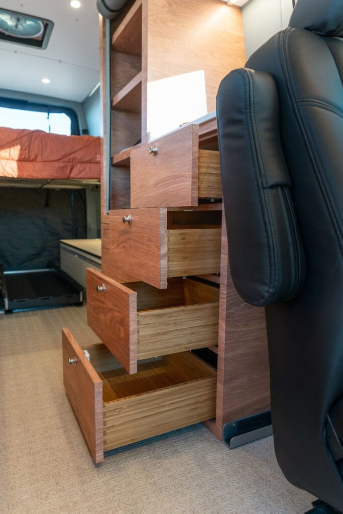 Cabinets in Sprinter Van converted by Outside Van