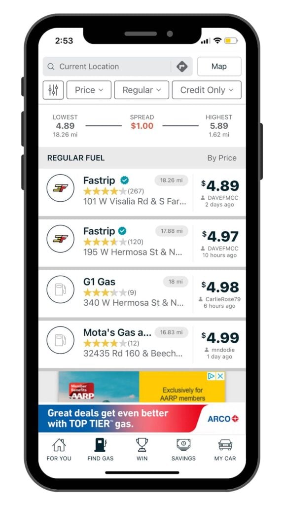 Gas Buddy app