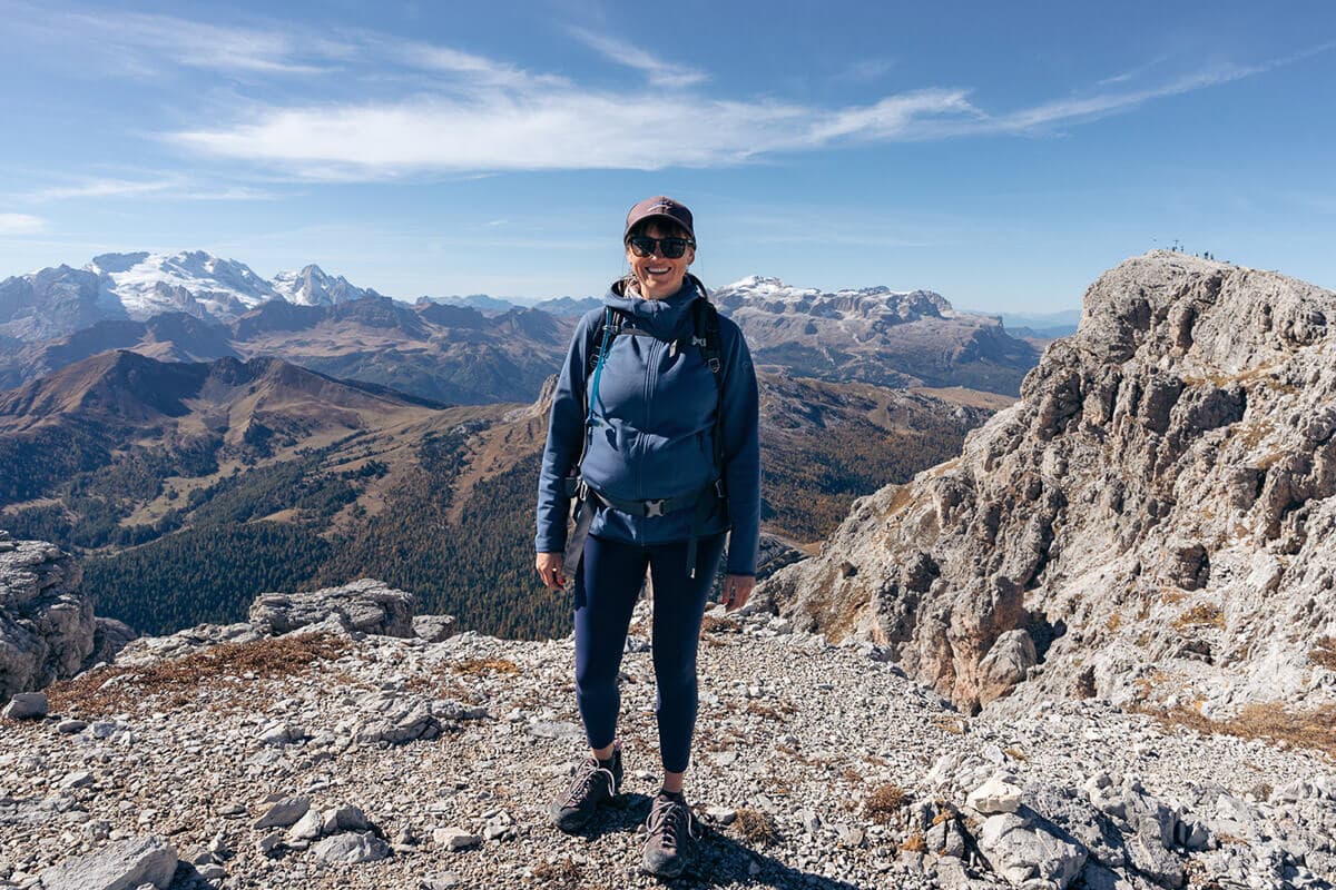 Kristen Bor hiking in Cortina d Ampezzo in the Italian Dolomnites