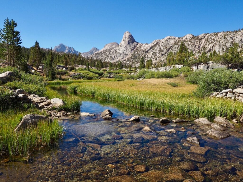 The view of Fin Dome via Dollar Lake on the JMT