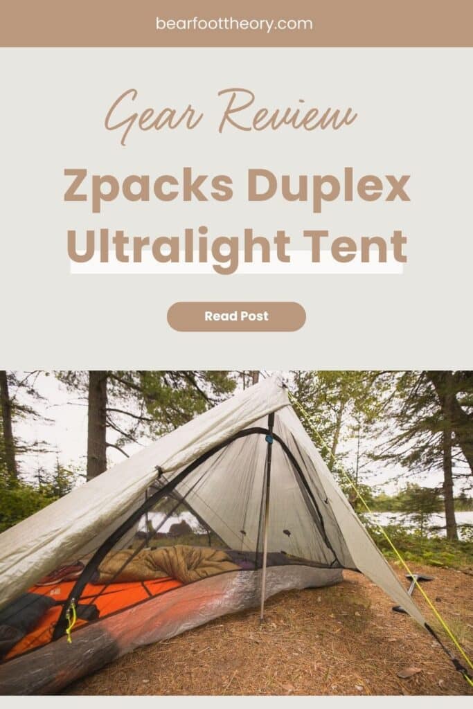 Zpacks Duplex Tent. Text reads Gear Review - Zpacks Duplex Ultralight tent.