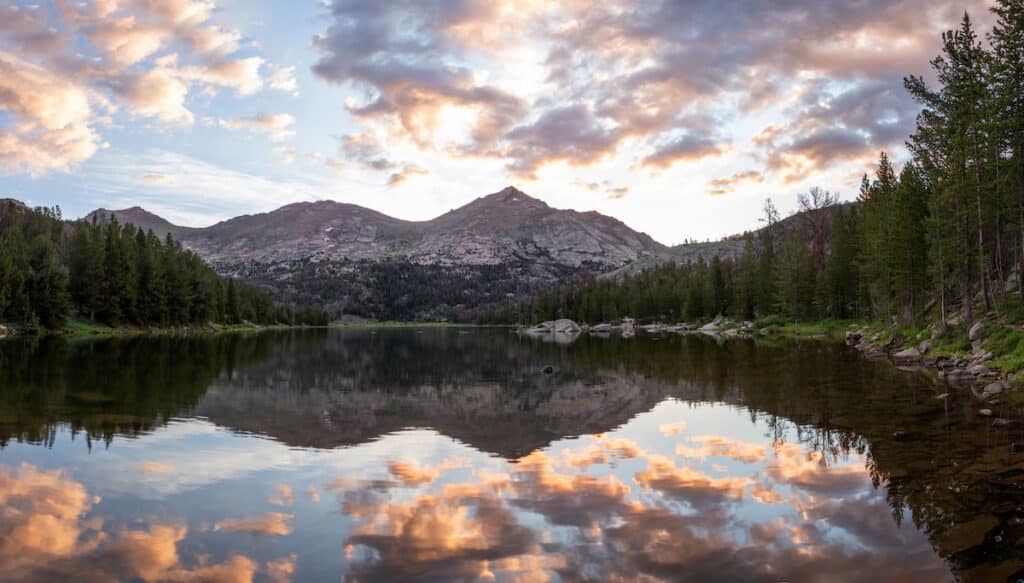 Big Sandy Lake at sunset. Cirque of the Towers Wyoming