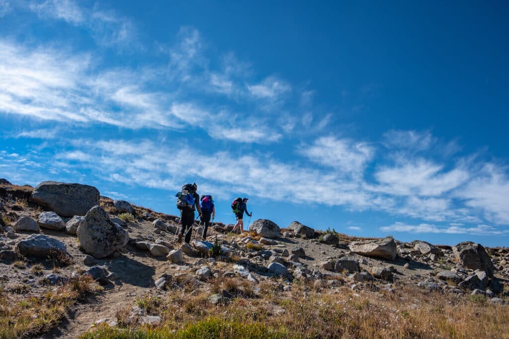 3 backpackers on the Wind River Range