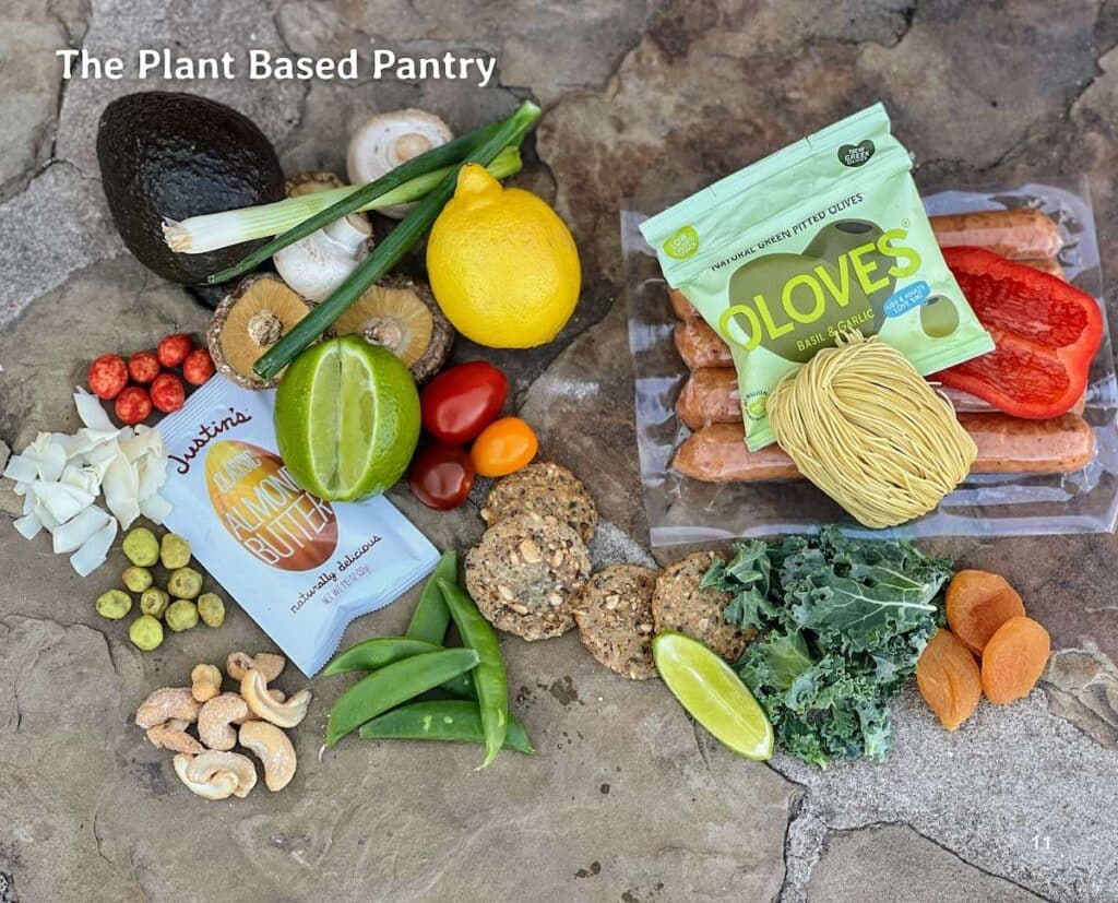 spread of plant based foods suitable for backpacking trips