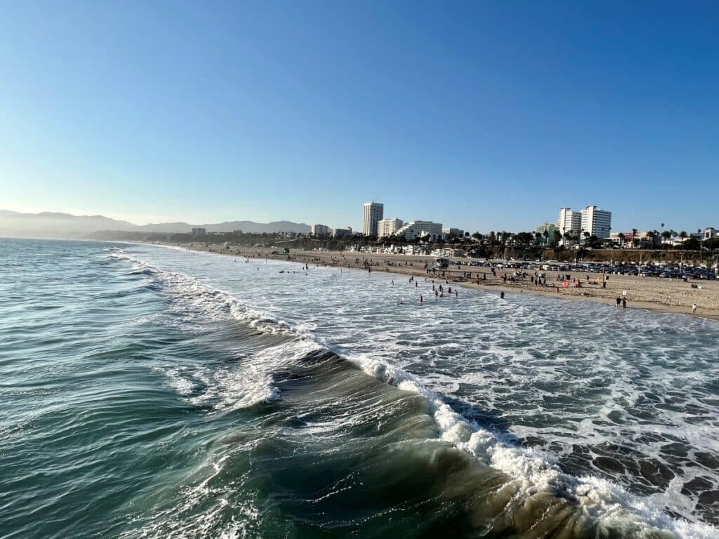 Waves offshore waterfront near Los Angeles California