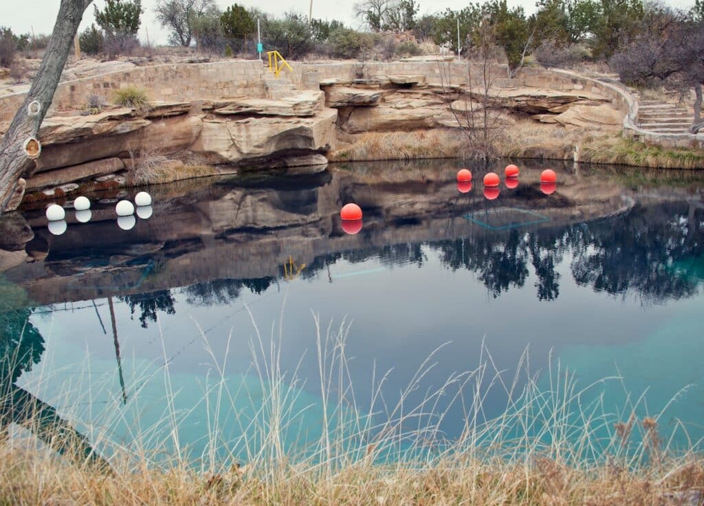 Blue Hole swimming hole in New Mexico on Route 66 