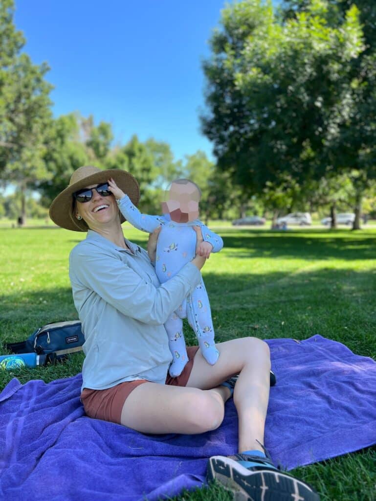 Woman with baby in Central Park in Denver