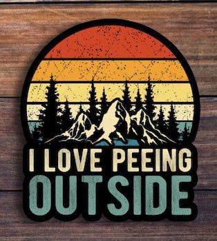 Sticker that says I love peeing outside