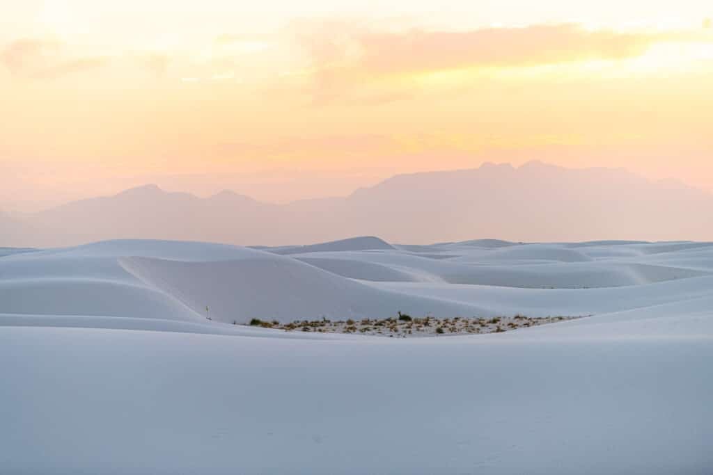 White Sands National Monument from the top of the dunes at sunset