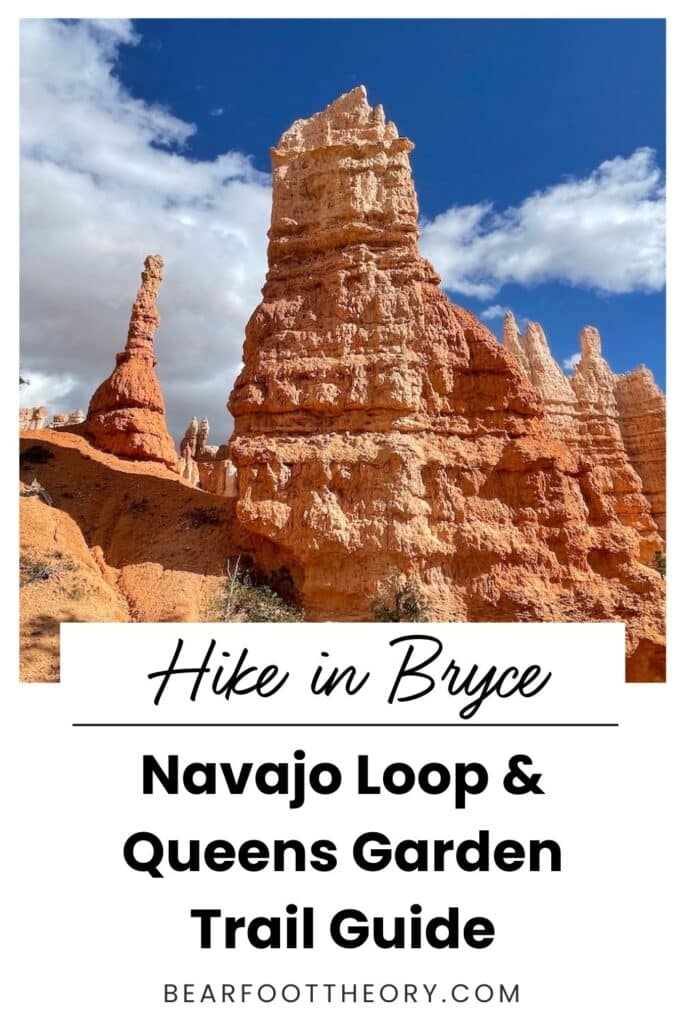 Pinnable image showing the Queen Victoria Hoodoo in Bryce Canyon National Park.
