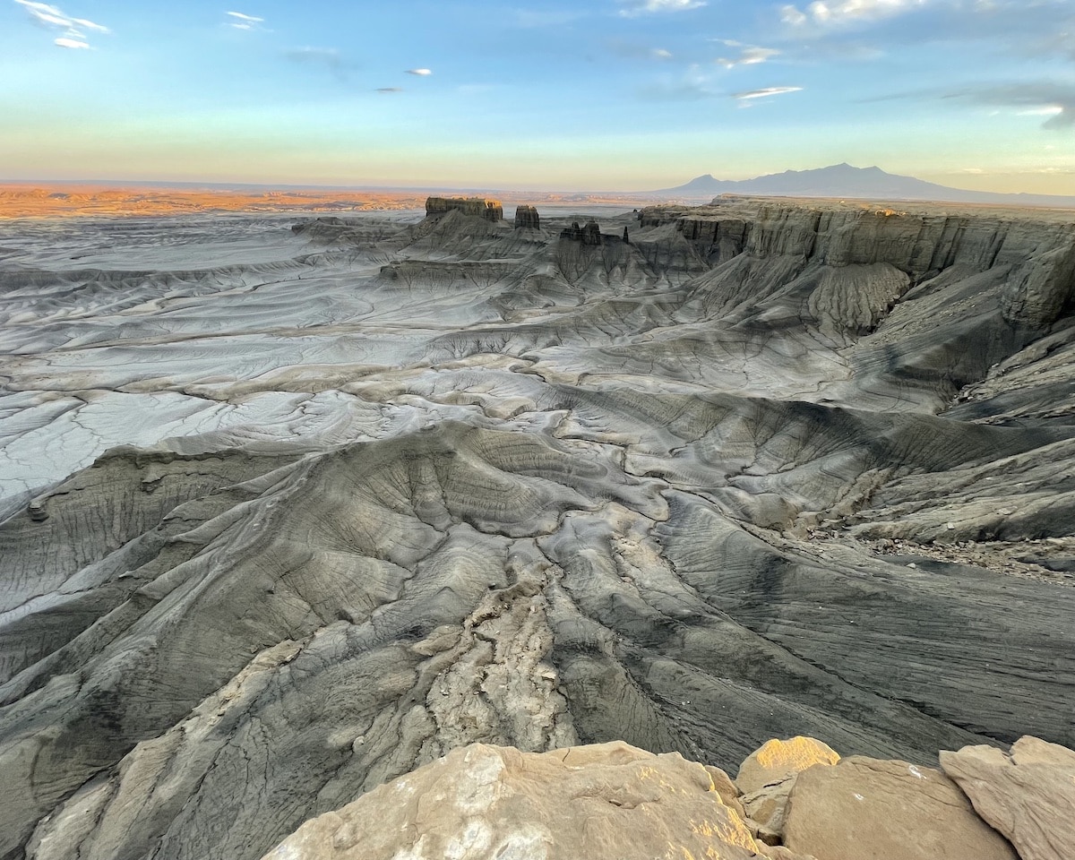 Rock crevices showing the moon-like surface of Moonscape Overlook near Hanksville, Utah