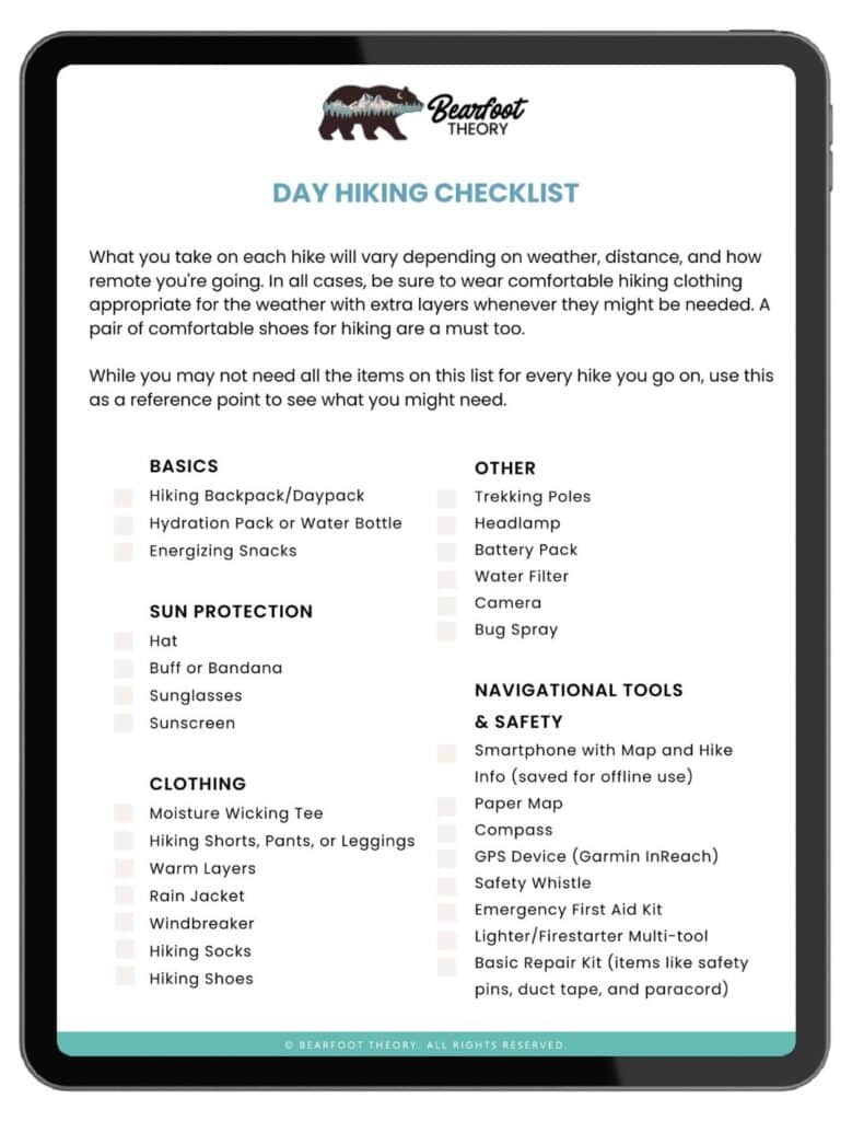 Day Hiking Packing Checklist Mockup